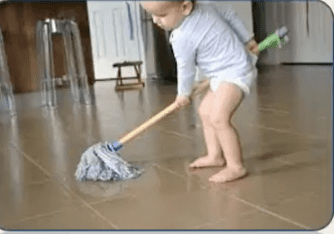 child mopping