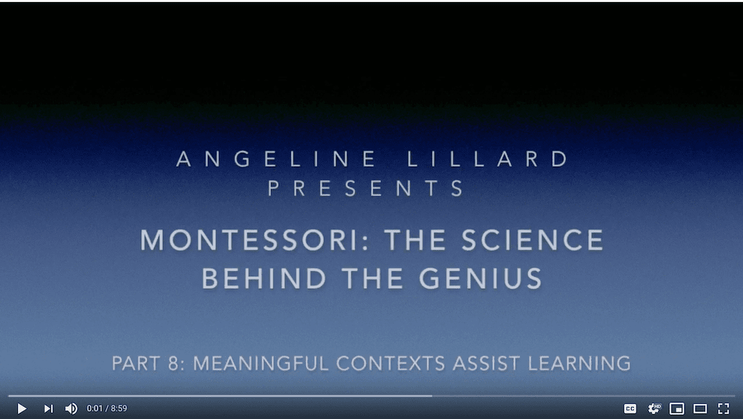 Montessori: The Science — Part 8: Meaningful Contexts Assist Learning