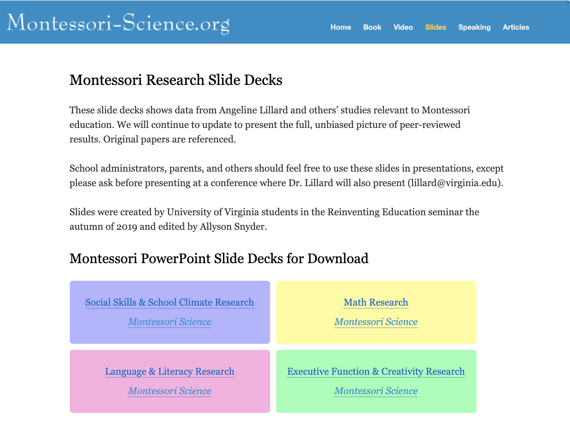 Montessori Research Slide Decks