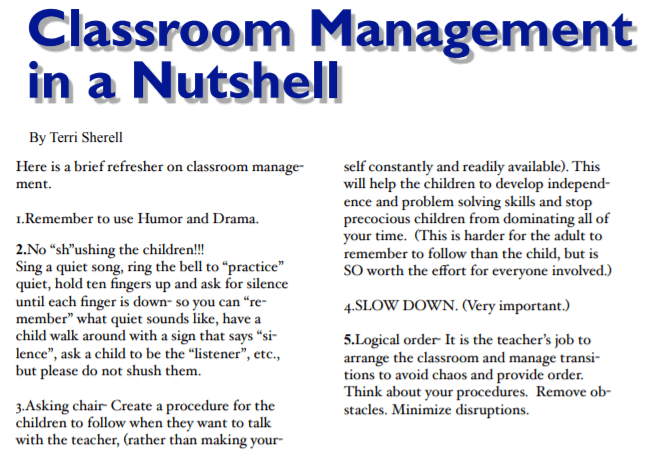 Classroom Management in a Nutshell