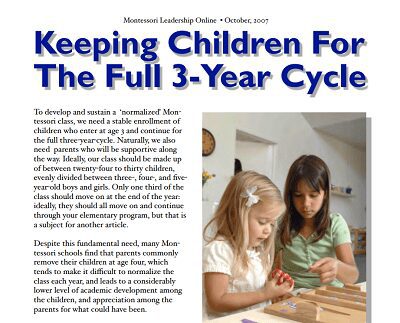 Keeping Children For The Full 3-Year Cycle