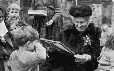 Dr. Montessori reading to children