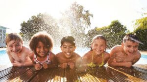 kids playing in water