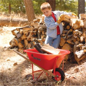 child and wheelbarrow