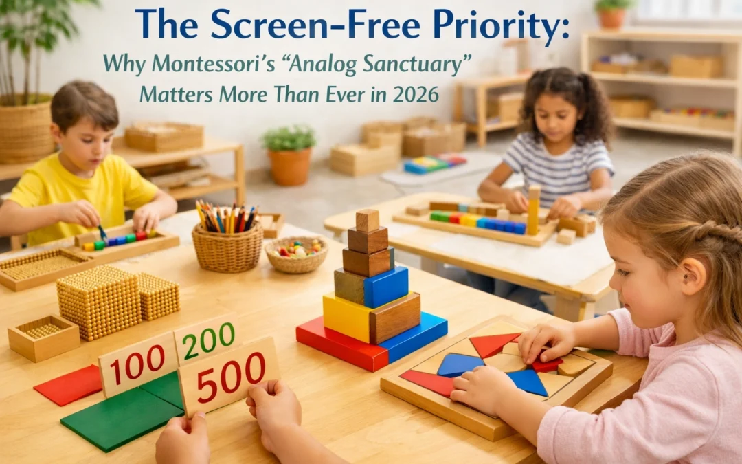 The Screen-Free Priority: Why Montessori’s “Analog Sanctuary” Matters More Than Ever in 2026