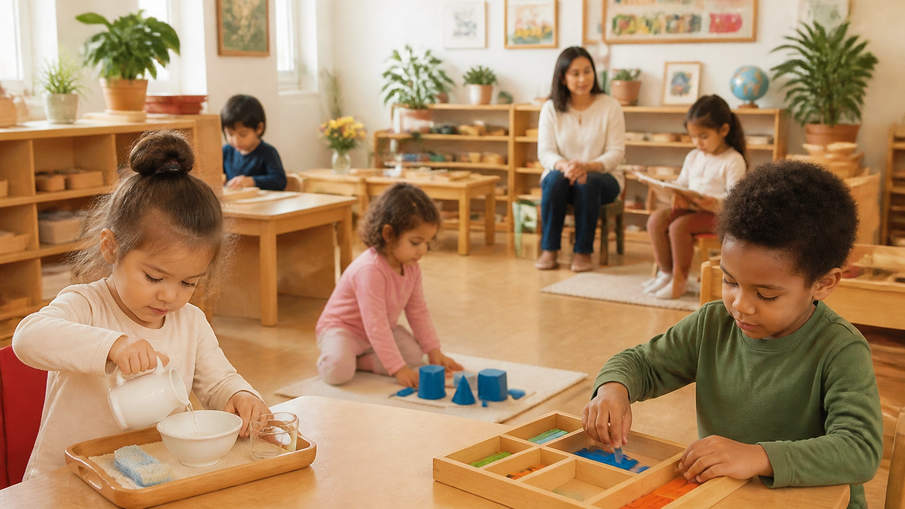 a montessori class at work