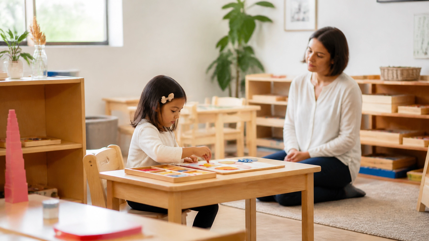 teacher and little girl