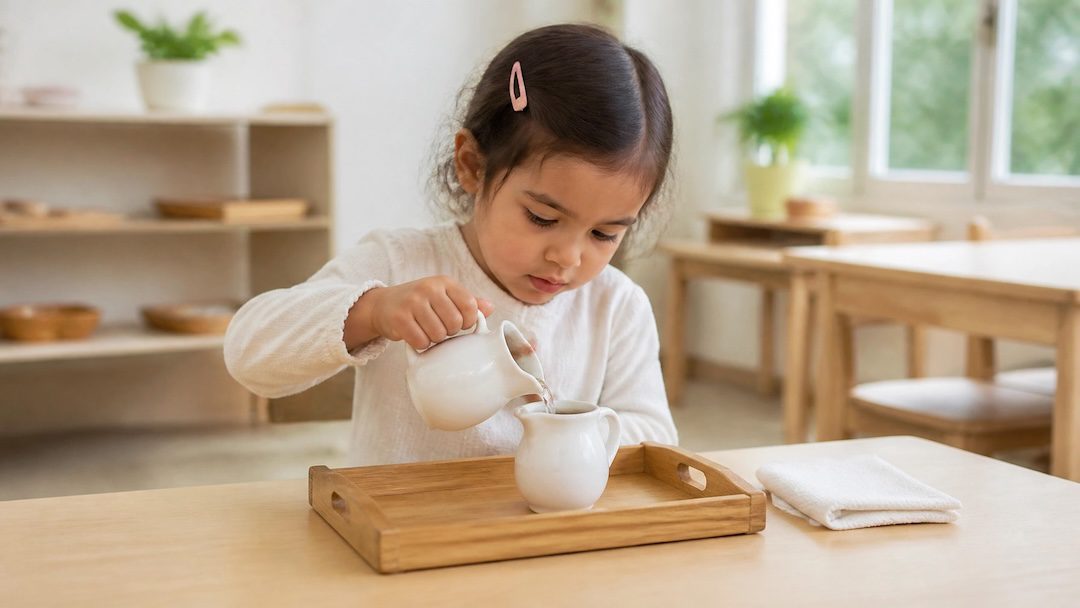 child pouring water