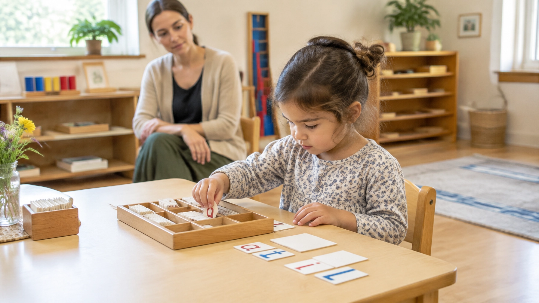 a child who is absorbed in work