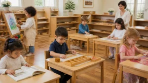 a Montessori class at work