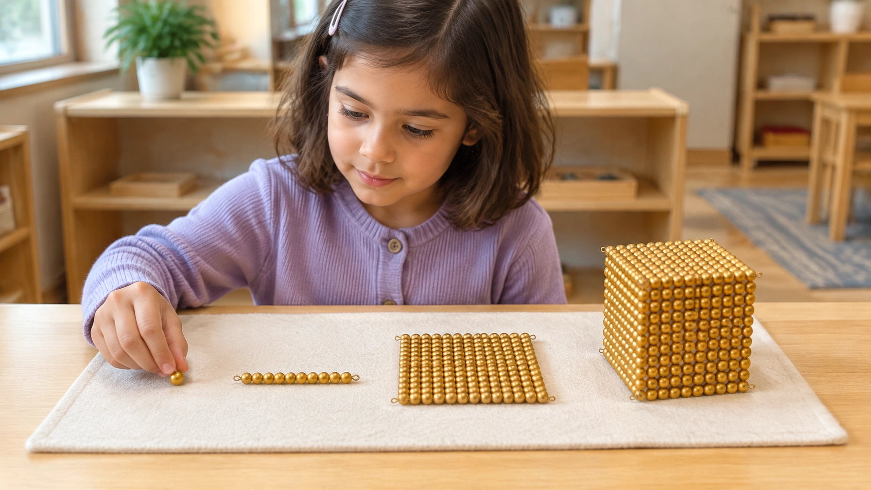girl with golden beads