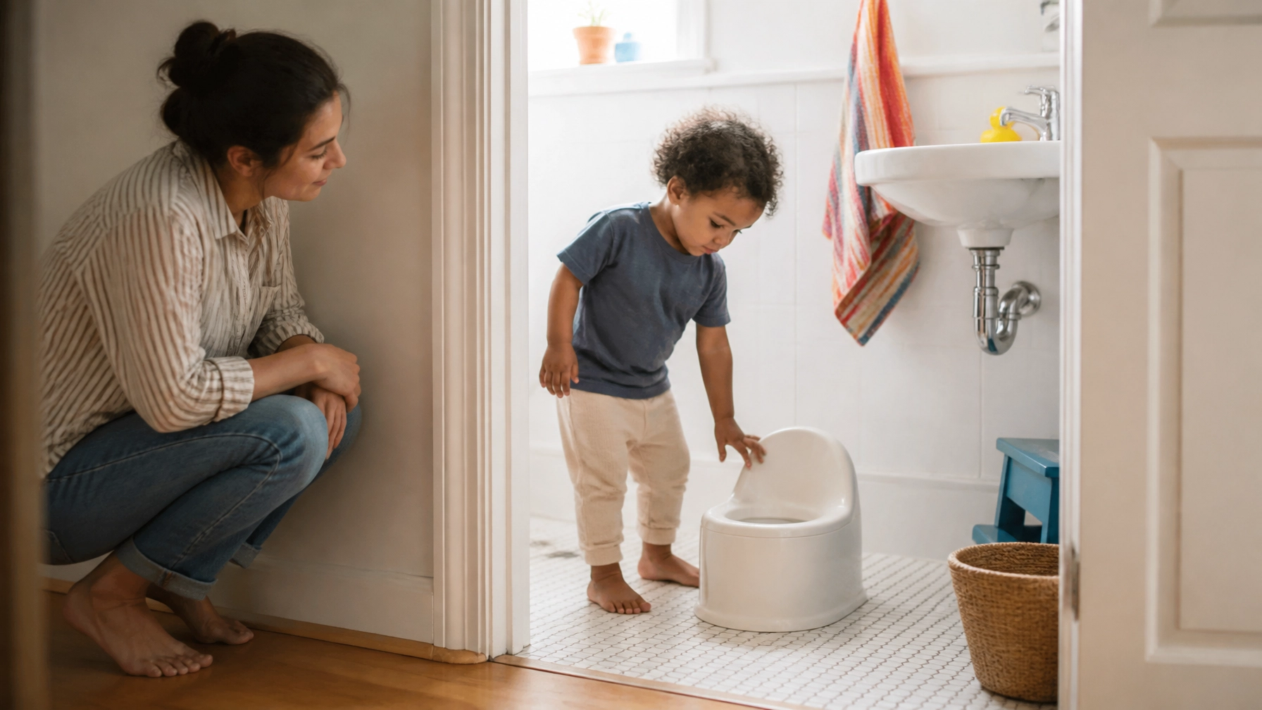 toddler with potty