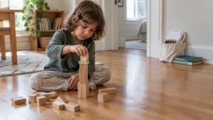 child with blocks